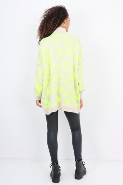 Italian Oversized All Over Leopard Print Longsleeve Jumper Top