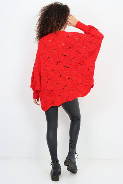 Italian Oversized Knitted Fishnet Longsleeve Jumper Top