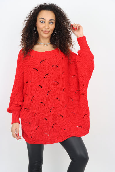 Italian Oversized Knitted Fishnet Longsleeve Jumper Top