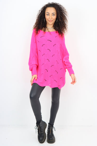 Italian Oversized Knitted Fishnet Longsleeve Jumper Top