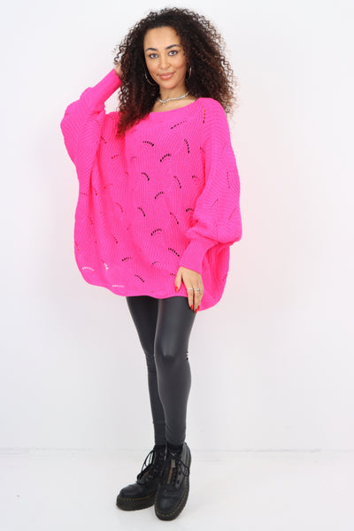 Italian Oversized Knitted Fishnet Longsleeve Jumper Top