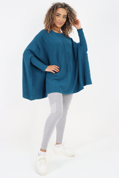 Italian 3D Star Print Oversized Poncho