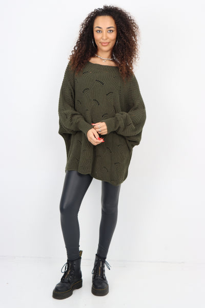 Italian Oversized Knitted Fishnet Longsleeve Jumper Top