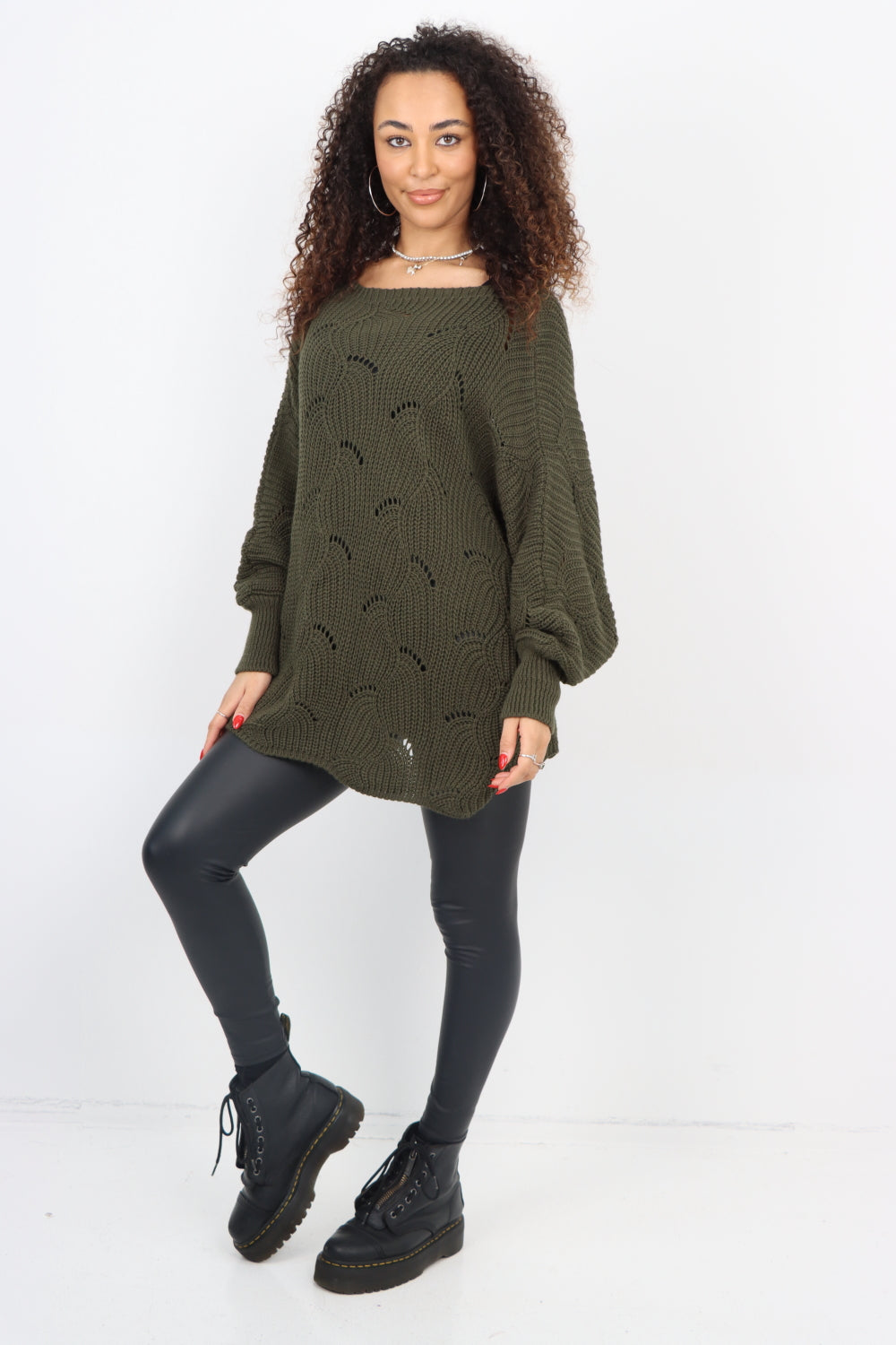 Italian Oversized Knitted Fishnet Longsleeve Jumper Top