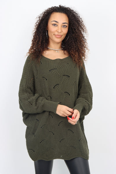 Italian Oversized Knitted Fishnet Longsleeve Jumper Top