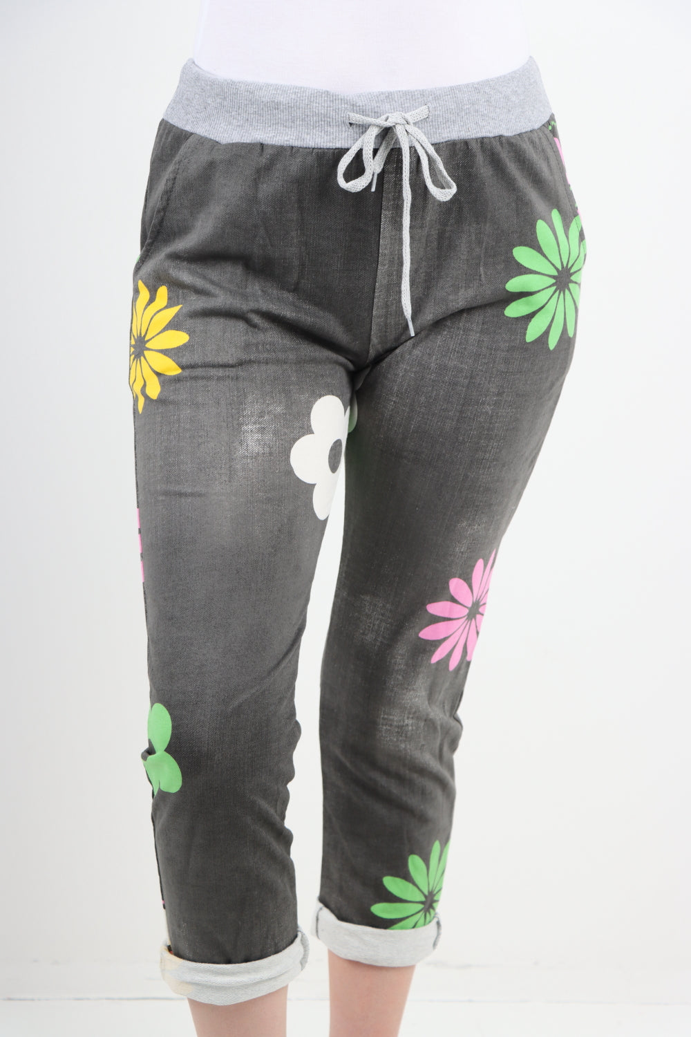 Italian Ditsy Floral Printed Cotton Trousers