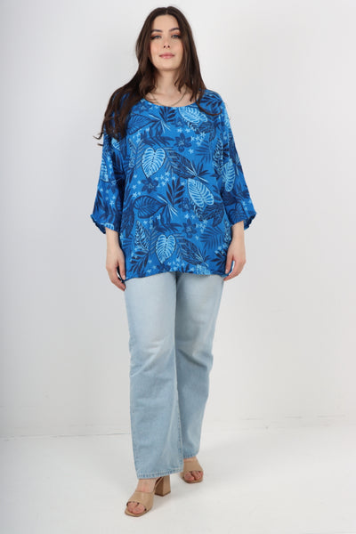 Italian Leaf Print Cotton Tunic top