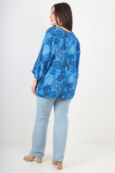 Italian Leaf Print Cotton Tunic top