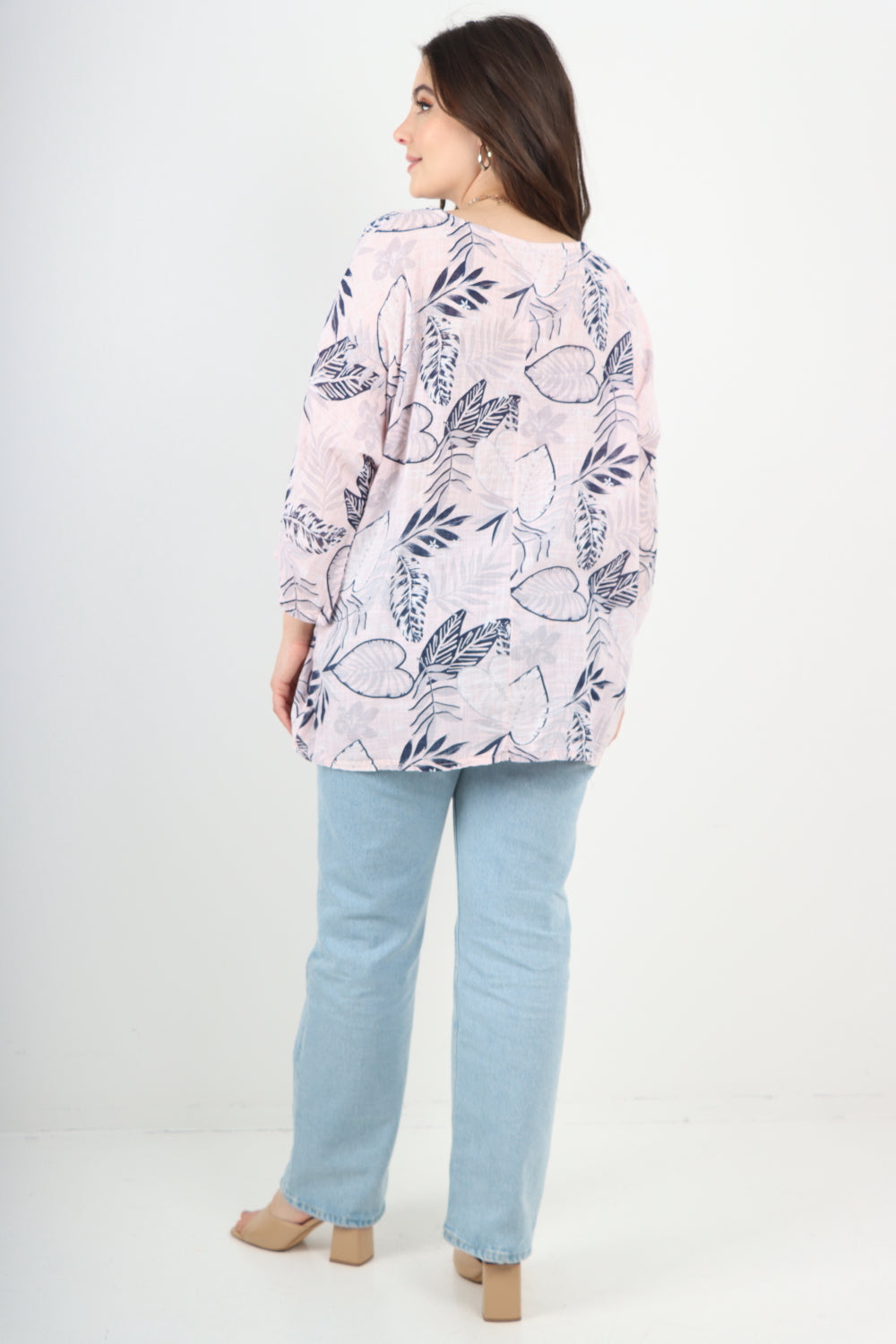 Italian Leaf Print Cotton Tunic top