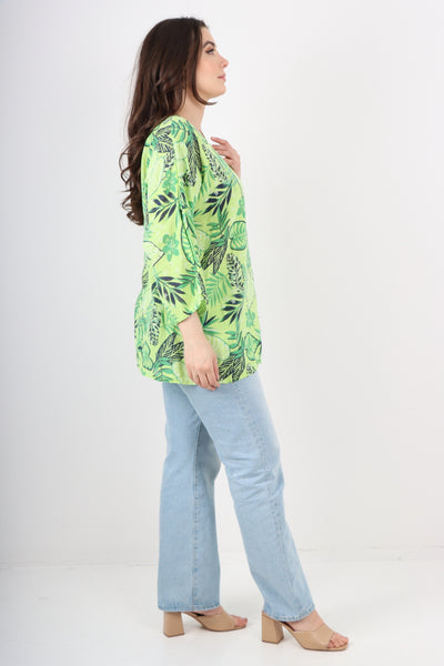 Italian Leaf Print Cotton Tunic top