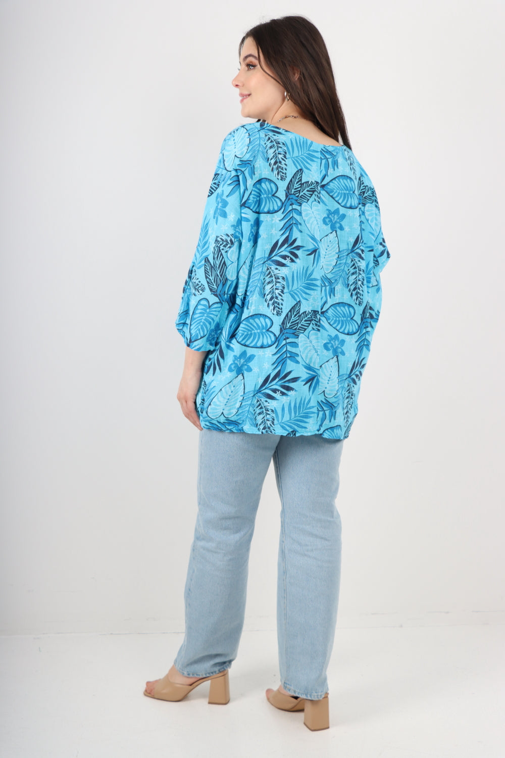 Italian Leaf Print Cotton Tunic top