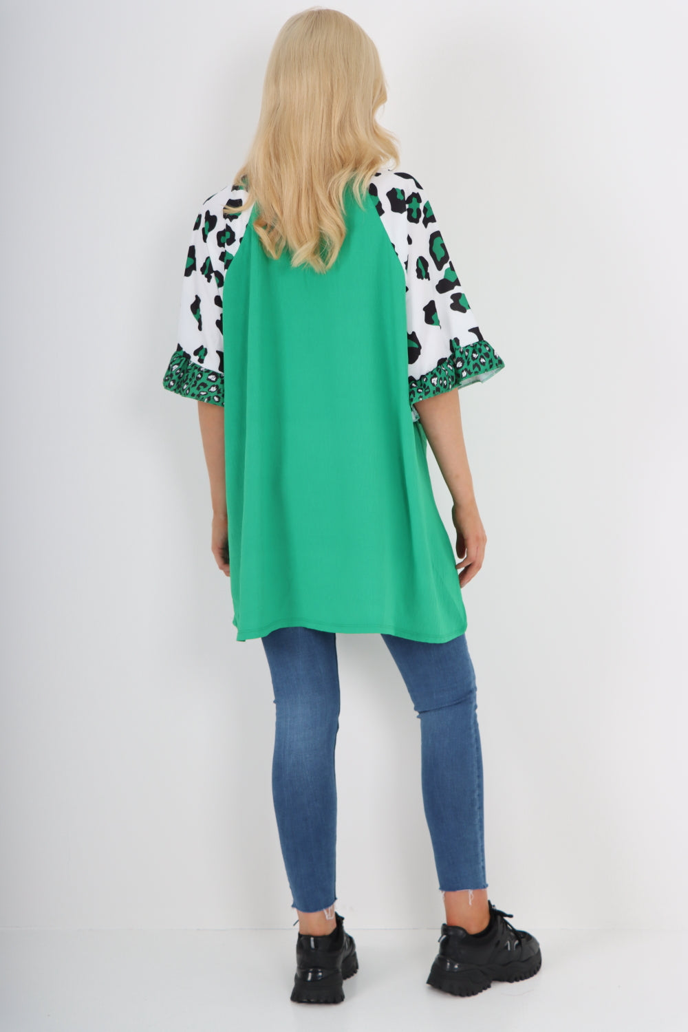 Italian Animal Printed Sleeve Tunic Top