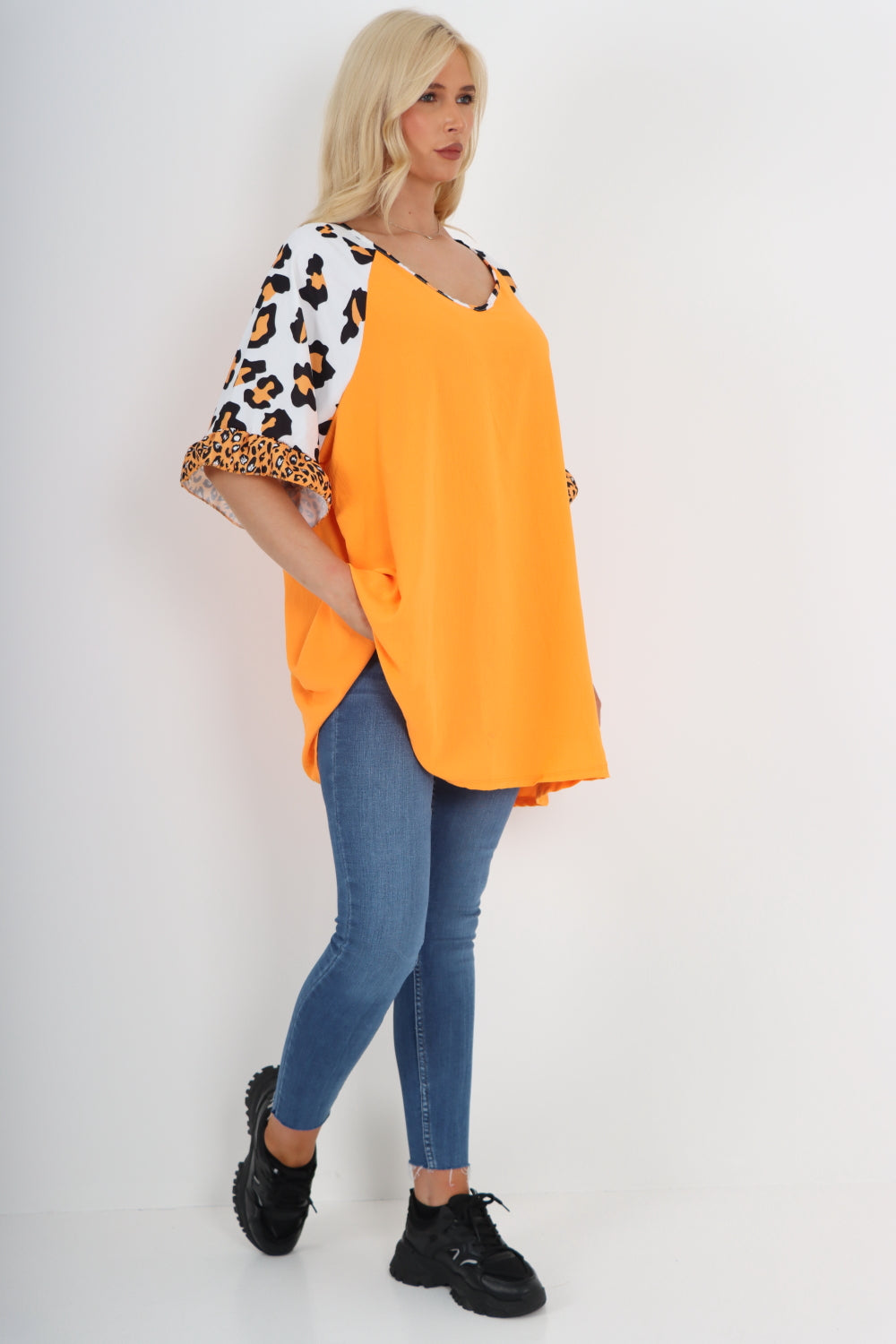 Italian Animal Printed Sleeve Tunic Top