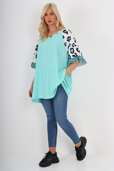 Italian Animal Printed Sleeve Tunic Top