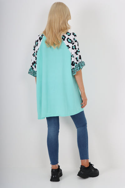 Italian Animal Printed Sleeve Tunic Top