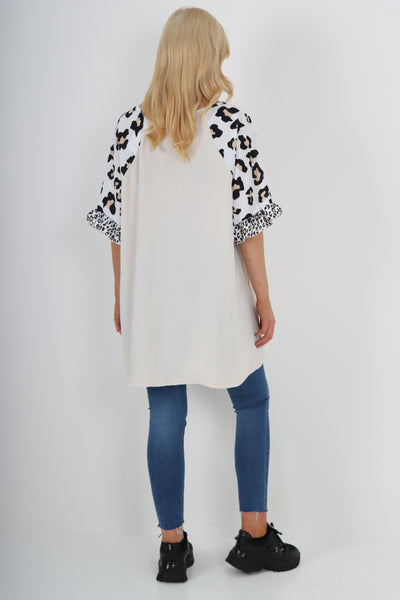 Italian Animal Printed Sleeve Tunic Top