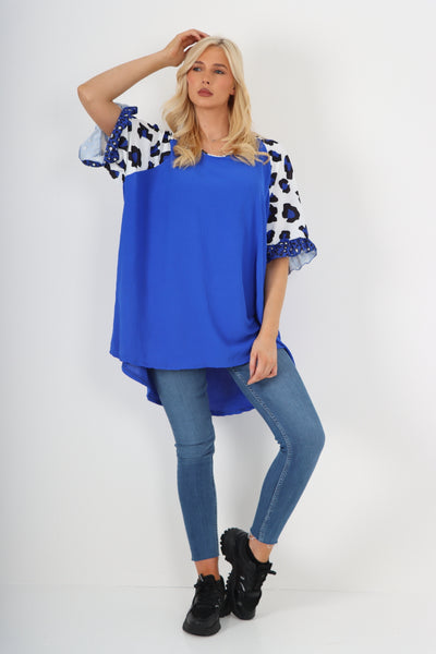 Italian Animal Printed Sleeve Tunic Top