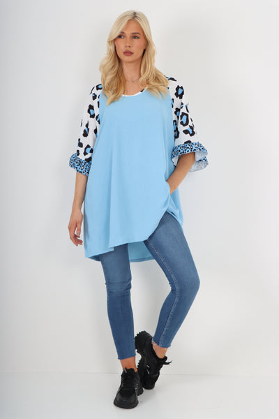 Italian Animal Printed Sleeve Tunic Top