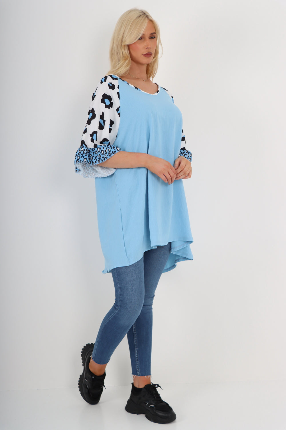 Italian Animal Printed Sleeve Tunic Top