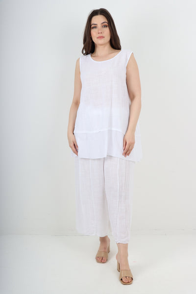 Italian Cotton Sleeveless Vest Top & Palazzo Co-Ord Set