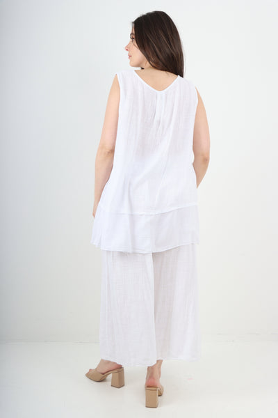 Italian Cotton Sleeveless Vest Top & Palazzo Co-Ord Set