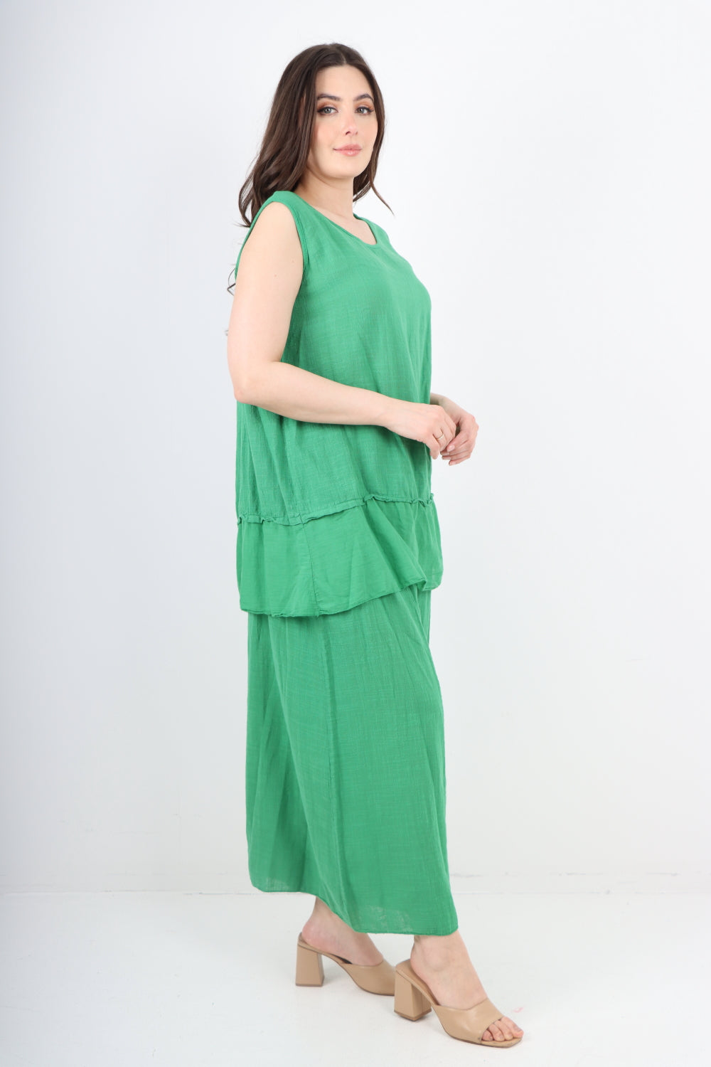 Italian Cotton Sleeveless Vest Top & Palazzo Co-Ord Set