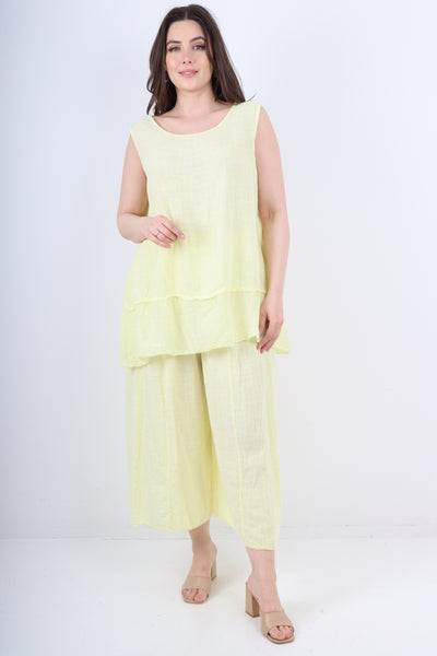 Italian Cotton Sleeveless Vest Top & Palazzo Co-Ord Set