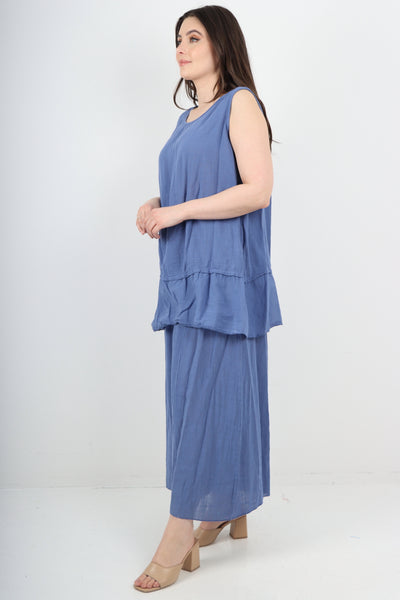 Italian Cotton Sleeveless Vest Top & Palazzo Co-Ord Set