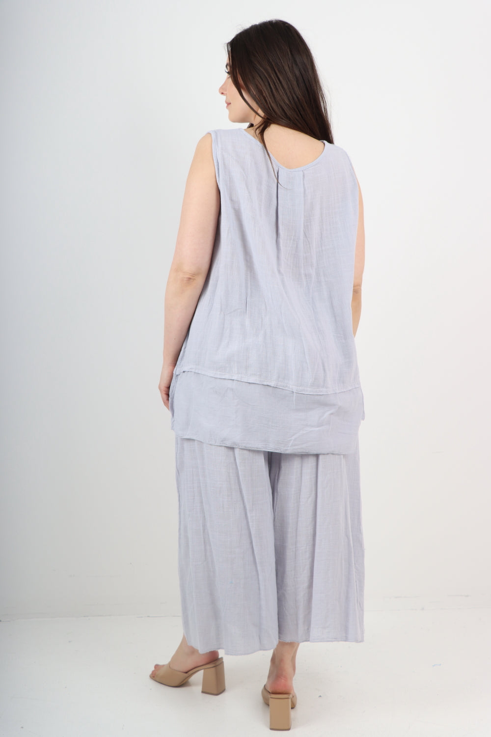 Italian Cotton Sleeveless Vest Top & Palazzo Co-Ord Set