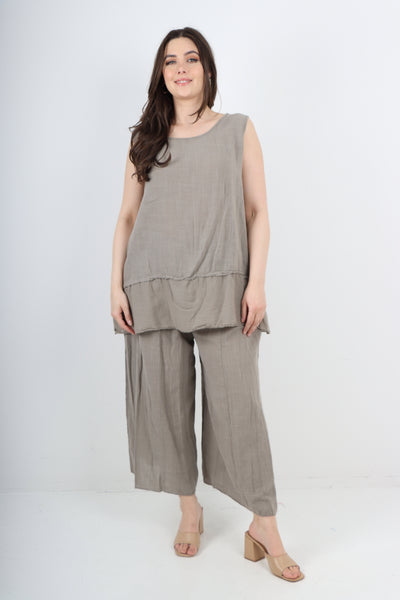 Italian Cotton Sleeveless Vest Top & Palazzo Co-Ord Set