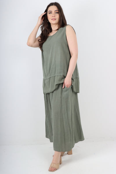 Italian Cotton Sleeveless Vest Top & Palazzo Co-Ord Set