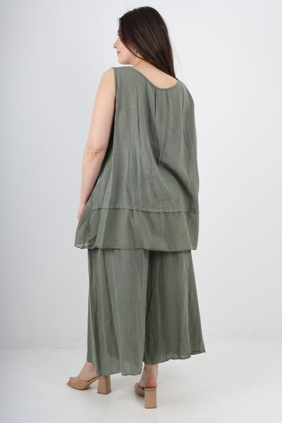 Italian Cotton Sleeveless Vest Top & Palazzo Co-Ord Set