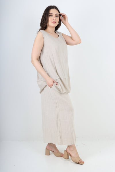 Italian Cotton Sleeveless Vest Top & Palazzo Co-Ord Set