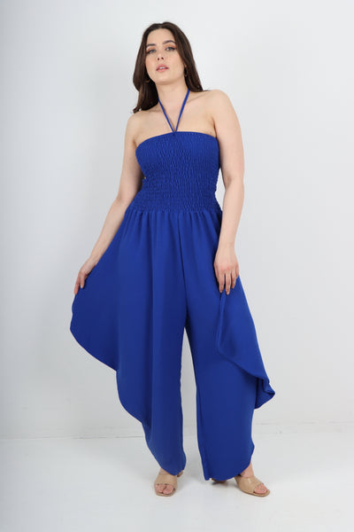 Italian Shirred Elasticated Halter Neck Jumpsuit