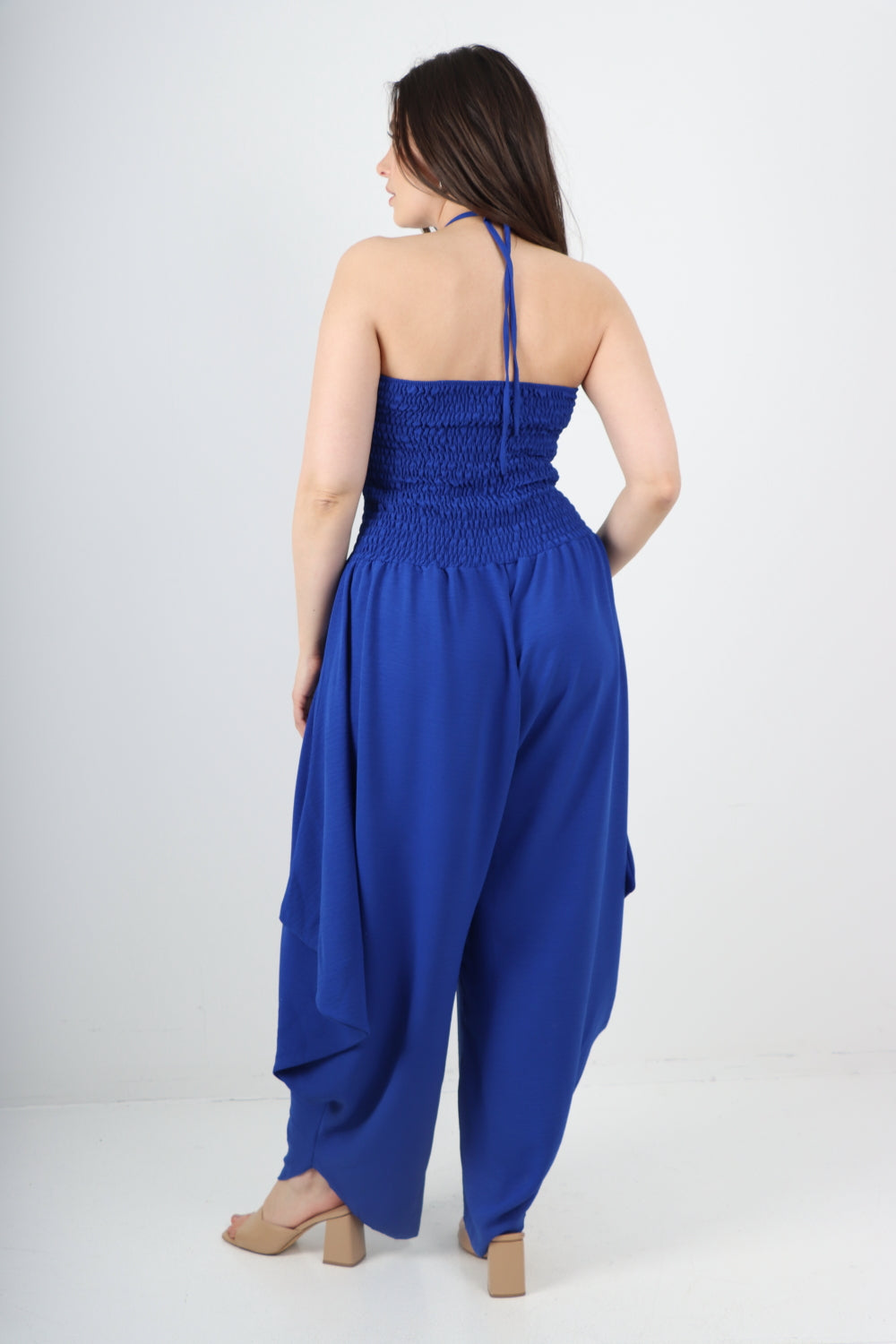 Italian Shirred Elasticated Halter Neck Jumpsuit