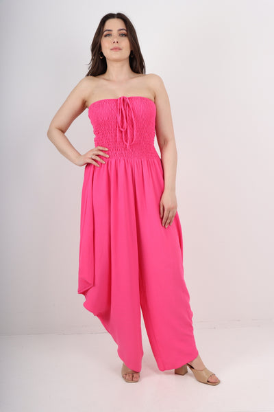 Italian Shirred Elasticated Halter Neck Jumpsuit