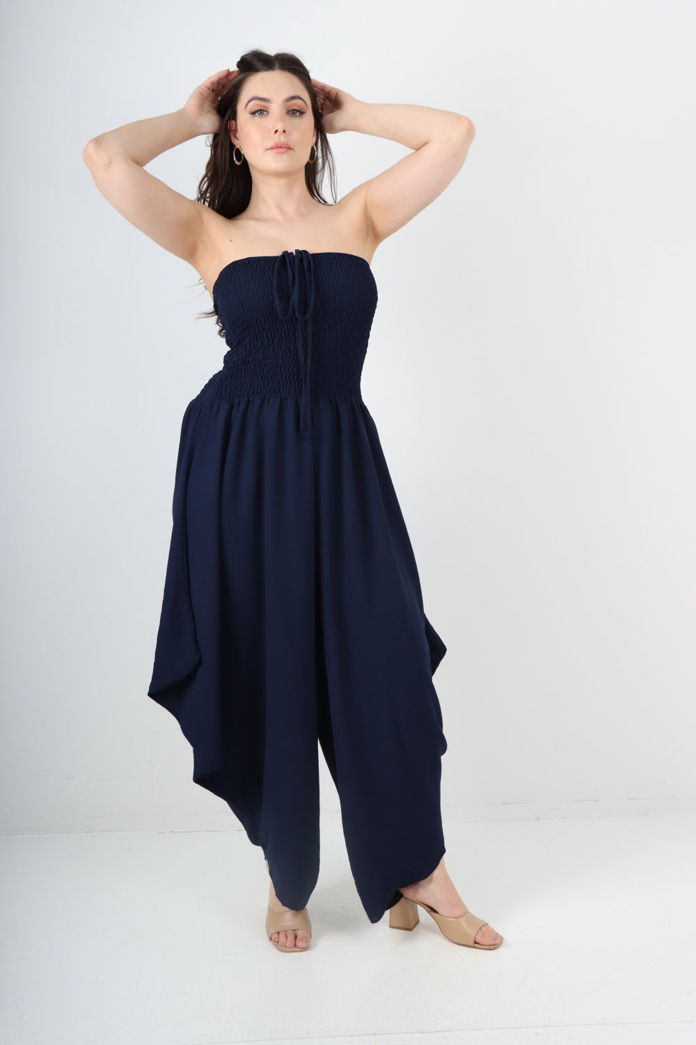 Italian Shirred Elasticated Halter Neck Jumpsuit