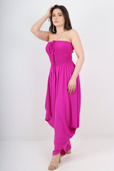 Italian Shirred Elasticated Halter Neck Jumpsuit