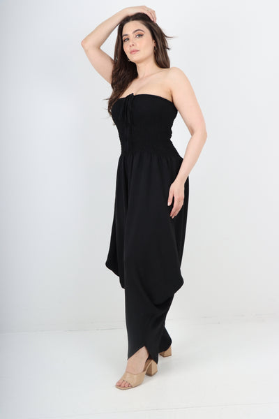 Italian Shirred Elasticated Halter Neck Jumpsuit