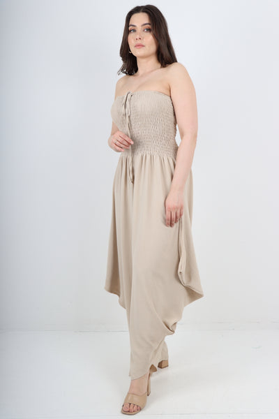 Italian Shirred Elasticated Halter Neck Jumpsuit