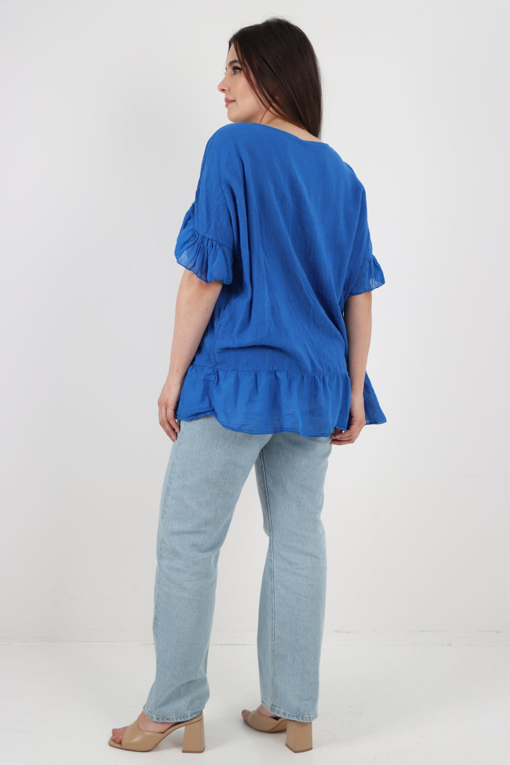 Italian Lagenlook Ruffle Hem Cotton Top