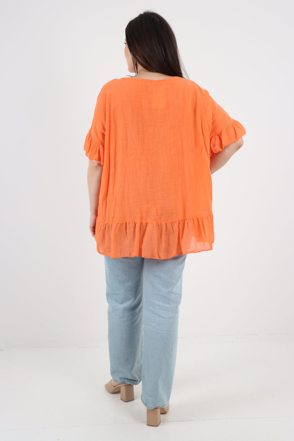 Italian Lagenlook Ruffle Hem Cotton Top