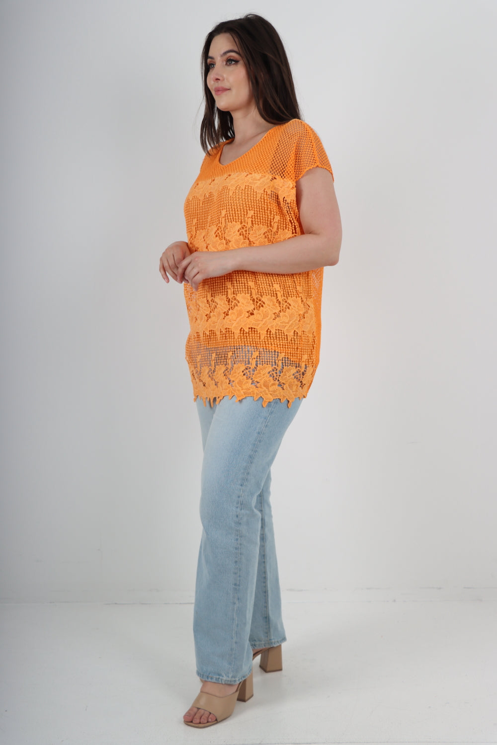 Italian Crochet Two Layer Short Sleeve Tunic Top