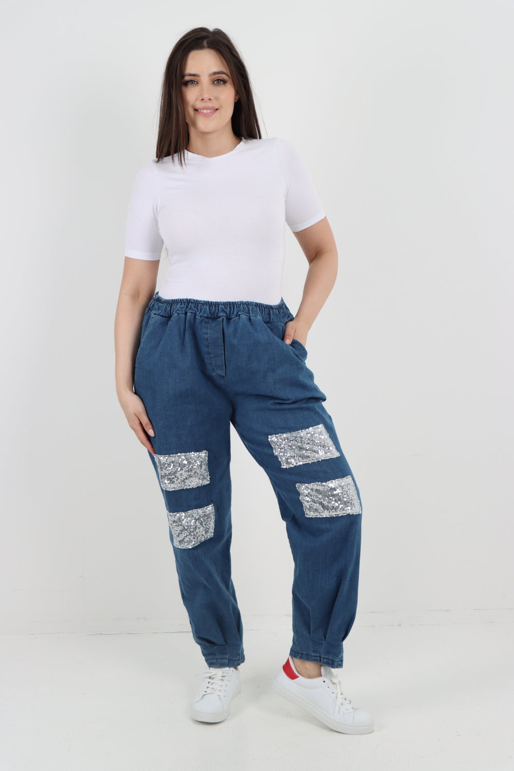 Italian Sequin Detail Denim Trouser