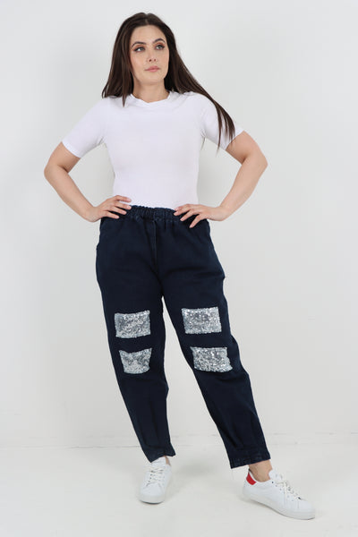 Italian Sequin Detail Denim Trouser