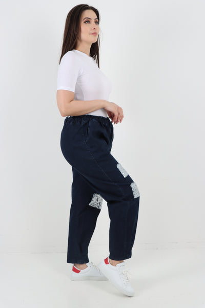 Italian Sequin Detail Denim Trouser