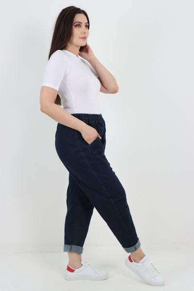 Italian Elasticated Waist Patch Pocket Denim Trouser