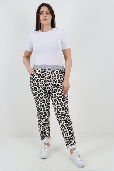 Italian Lagenlook Elasticated Waist Printed Cotton Trouser