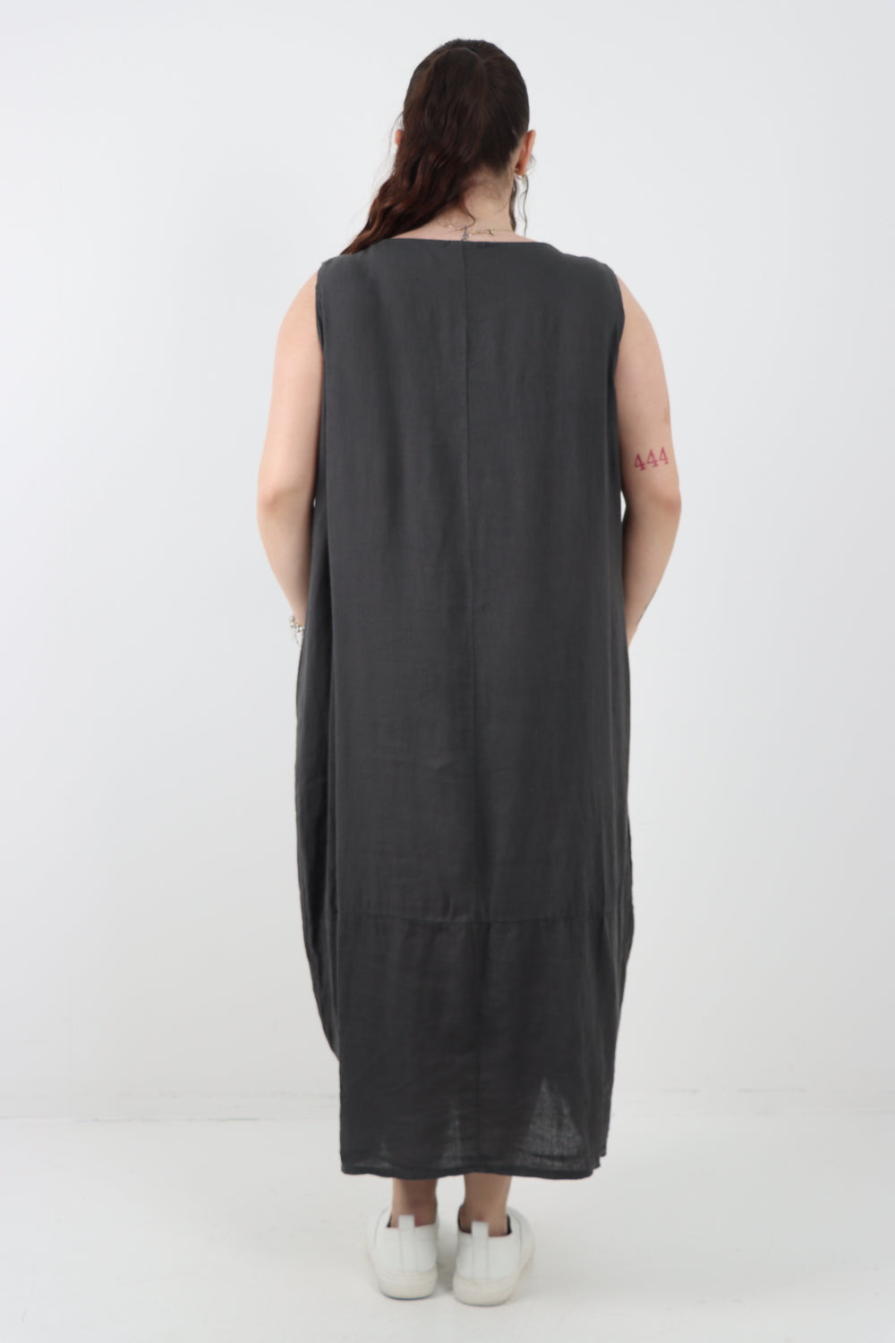 Italian Oversized Blend Pull Tie Cocoon Sleeveless Dress