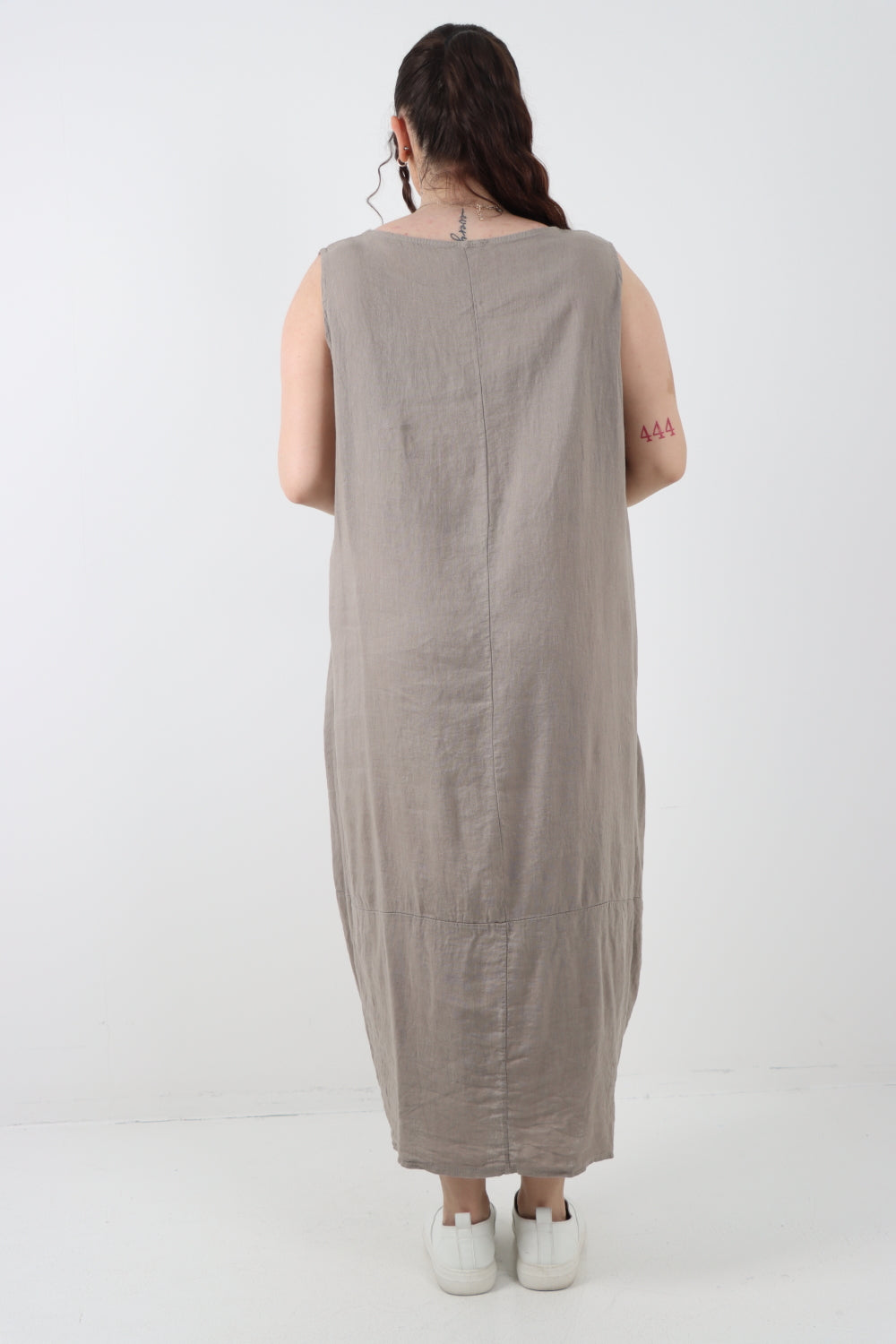 Italian Oversized Blend Pull Tie Cocoon Sleeveless Dress